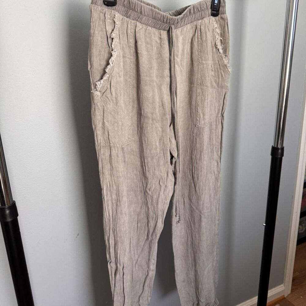 Vintage Jella C. Frayed Linen Blend Cropped Joggers Size S/M